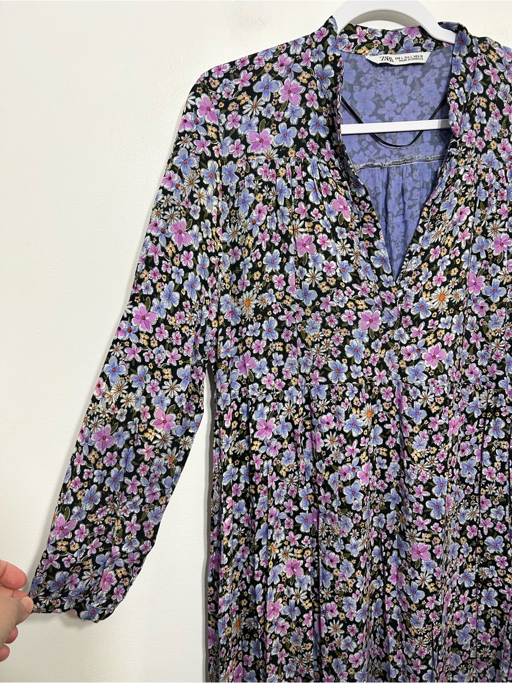 Zara Ditsy Floral Cottagecore Prairie Maxi Dress Womens Size Large - Picture 3 of 8